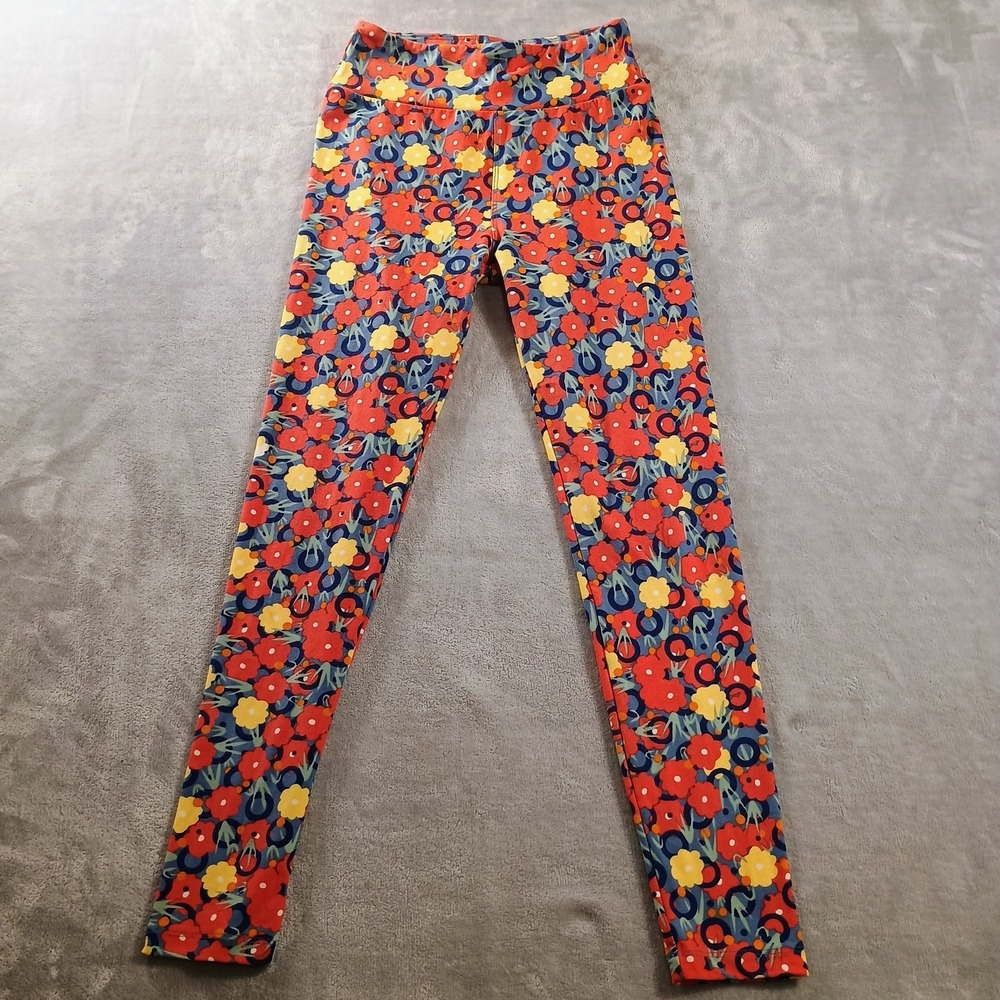 LuLaRoe Leggings Womens One Size OS Multicolor Floral Soft Brushed Knit Ankle